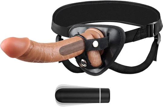Strap-on Realistic Vibrating Dildo Wearable Harness with Bullet Vibrator, Detachable Silicone G Spot Stimulator,
