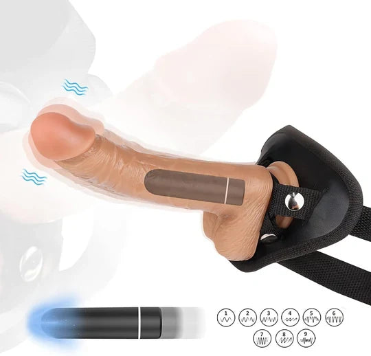 Strap-on Realistic Vibrating Dildo Wearable Harness with Bullet Vibrator, Detachable Silicone G Spot Stimulator,